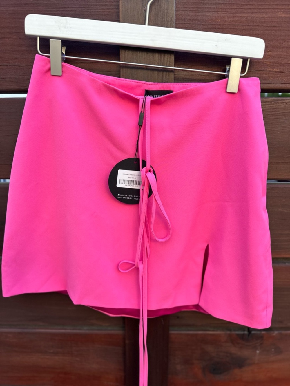 White Fox Boutique Hot Pink Tie-Waist Mini Skirt with Front Slit